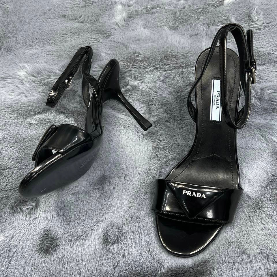Prada Metallic Triangle Logo Shoes