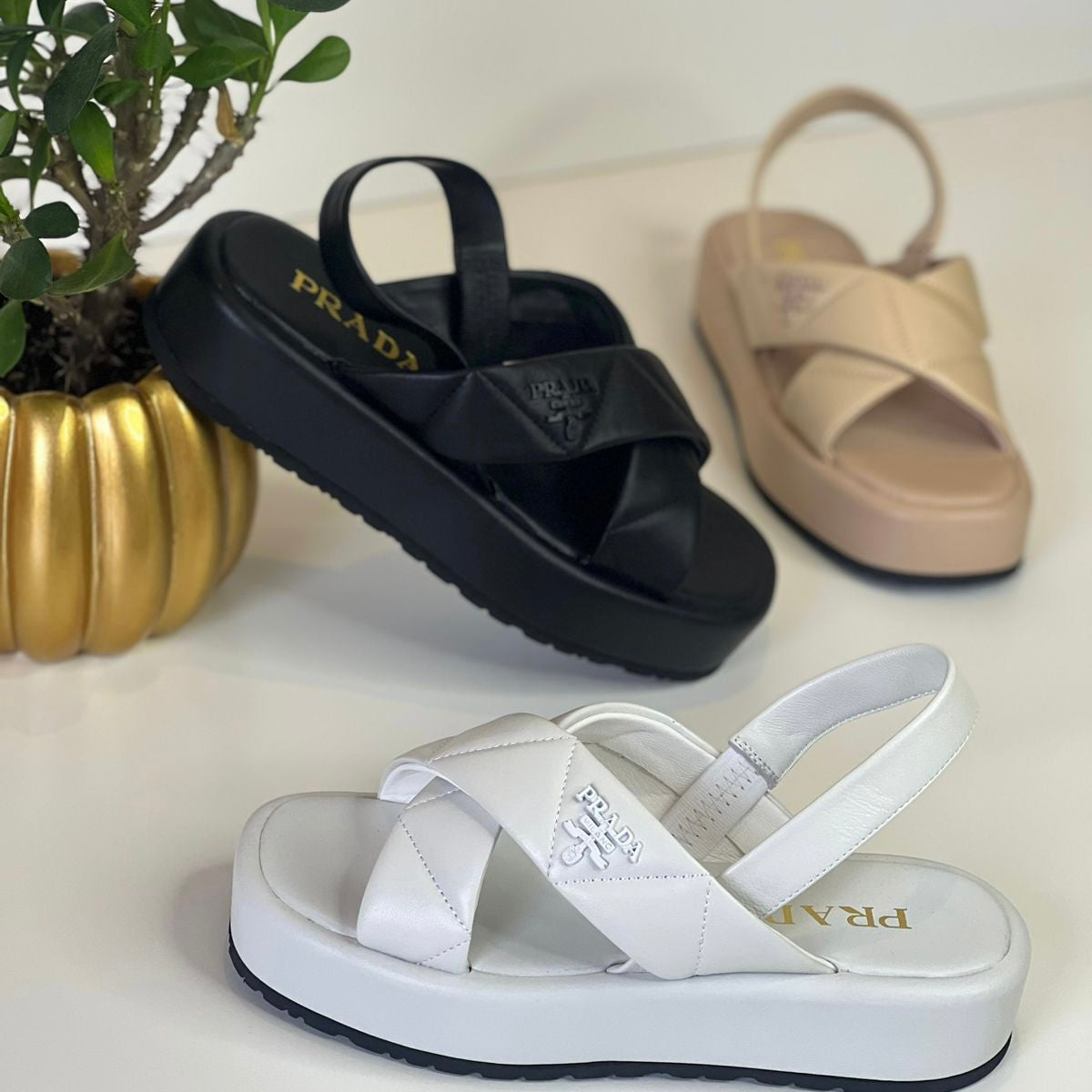 Prada Monolith Padded Leather Platform Shoes