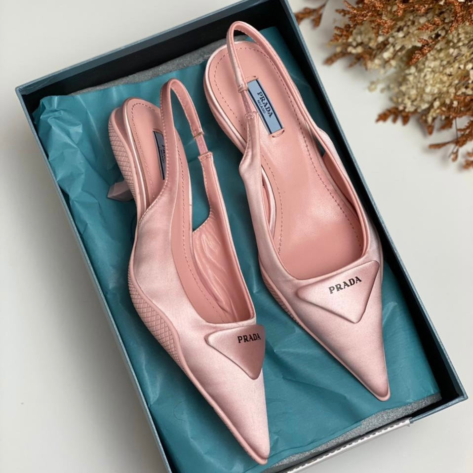 Prada Satin Slingback Kitten Shoes