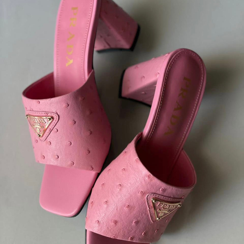 Prada Blue Embossed Heeled Shoes