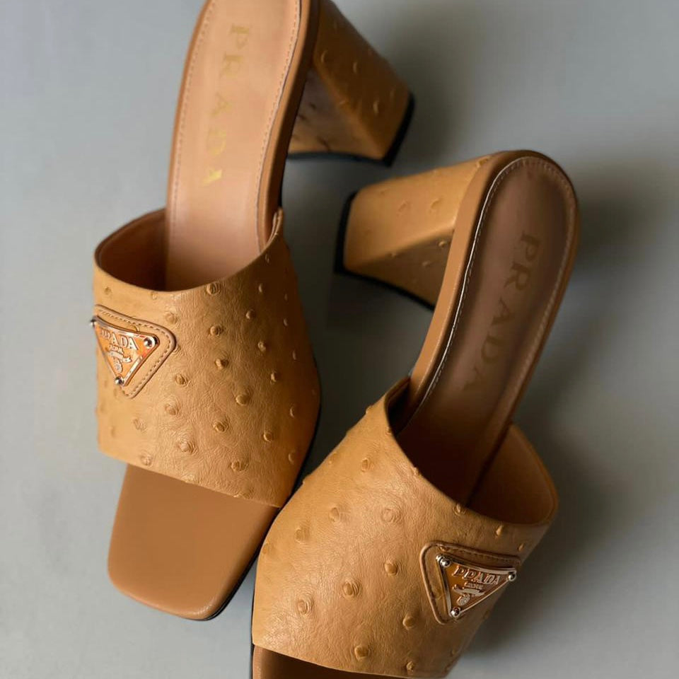 Prada Blue Embossed Heeled Shoes