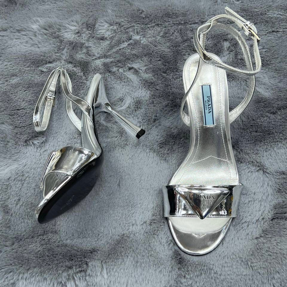 Prada Metallic Triangle Logo Shoes