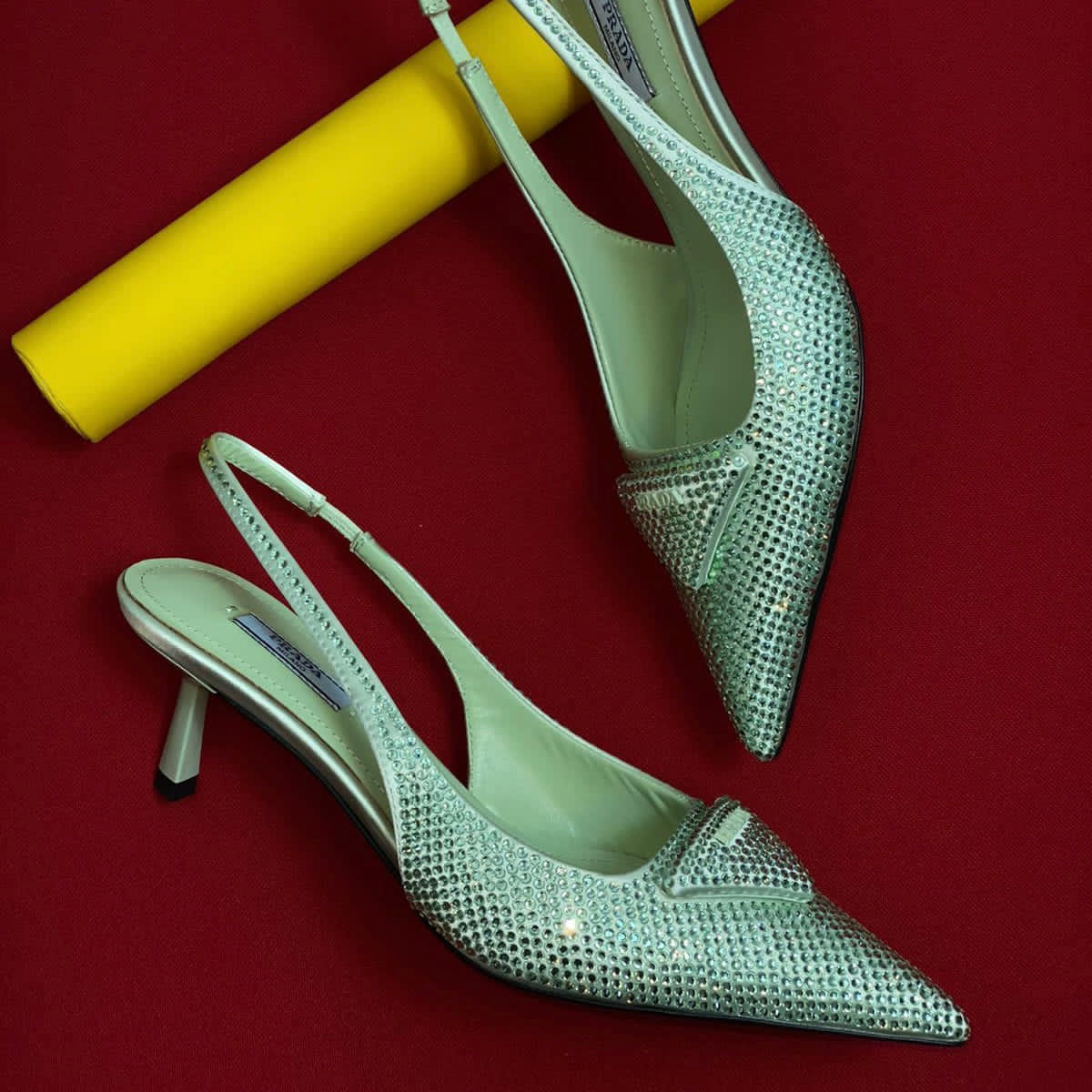 Prada Crystal-Embellished Slingback Shoes