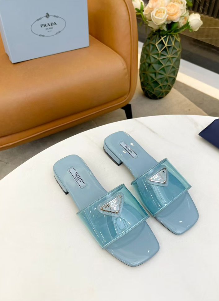 Prada Rubber Logo Slide Shoes
