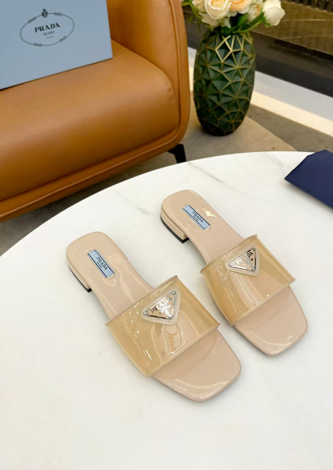Prada Rubber Logo Slide Shoes